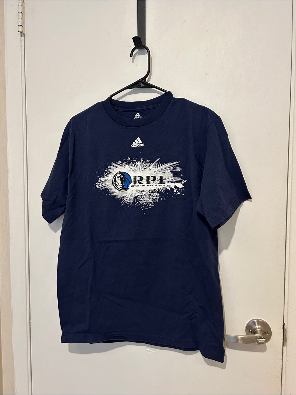 Adidas Dallas Mavericks navy blue 2008 NBA playoff tee